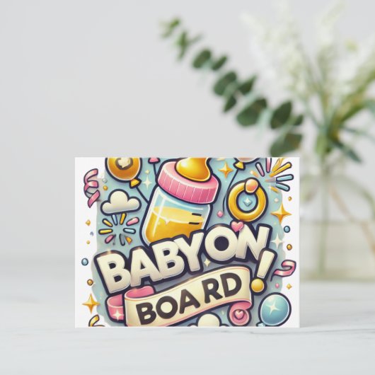 Baby an Bord Postkarte (Stehend Vorderseite)