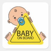 Baby an Bord Quadratischer Aufkleber (Vorderseite)