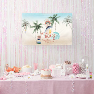 Baby an Bord   Retro Sommer-Surfen Banner