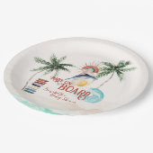 Baby an Bord | Retro Summer Surf Baby Dusche Pappteller (Schrägansicht)