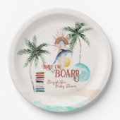 Baby an Bord | Retro Summer Surf Baby Dusche Pappteller (Vorderseite)