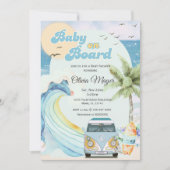 Baby an Bord Retro Surfing Beach Baby Dusche Einladung (Vorderseite)