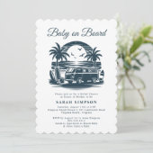 Baby an Bord Retro Tropical Baby Dusche Einladung (Stehend Vorderseite)