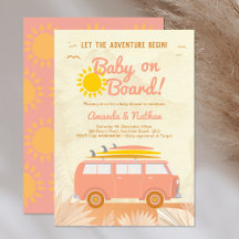 Baby an Bord rosa Mädchen Surfbrett Babydusche