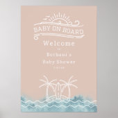 Baby an Bord Rosa Surf Baby Dusche Willkommen Poster (Vorne)