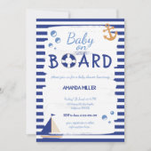 Baby an Bord! Sailor Marine Blue Baby Dusche Einladung (Vorderseite)