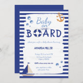 Baby an Bord! Sailor Marine Blue Baby Dusche Einladung (Vorne/Hinten)