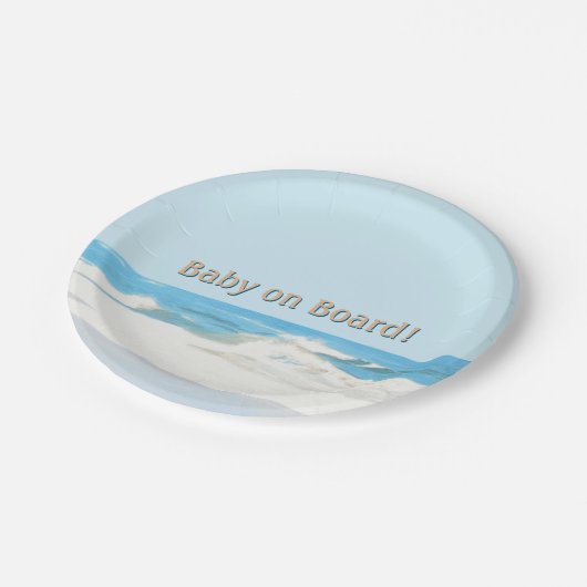 Baby an Bord Seascape Ocean Baby Dusche Pappteller (Schrägansicht)