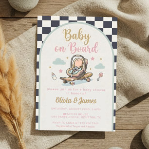 Baby an Bord Skateboard-Baby-Party Einladung