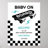 Baby an Bord Skateboard Babydusche Begrüßungszeich Poster (Vorne)