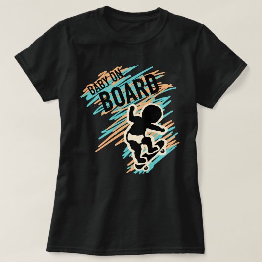 Baby an Bord Skateboard Maternity Tee Shirt Funny (Design vorne)
