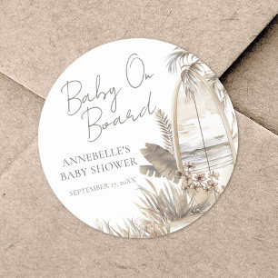 Baby an Bord Strand-Baby-Party Runder Aufkleber