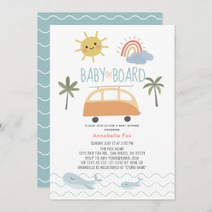 Baby an Bord Sunshine Rainbow Van Baby Shower Einladung