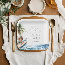 Baby an Bord, Surf Baby Dusche Pappteller
