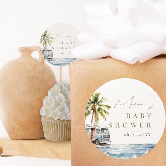 Baby an Bord, Surf Baby Dusche Runder Aufkleber