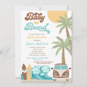 Baby an Bord Surf Baby Shower Einladungen