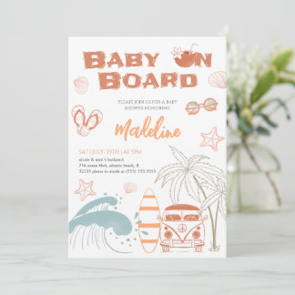 Baby an Bord Surf Baby Shower Einladungskarte Einladung