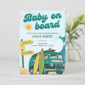 Baby an Bord Surf Beach Baby Dusche Einladung (Stehend Vorderseite)