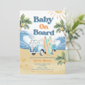 Baby an Bord Surf Beach Baby Dusche Einladung (Stehend Vorderseite)