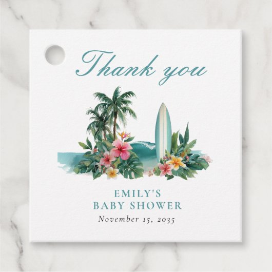 Baby an Bord Surf Beach Baby Dusche Geschenkanhänger (Vorderseite)