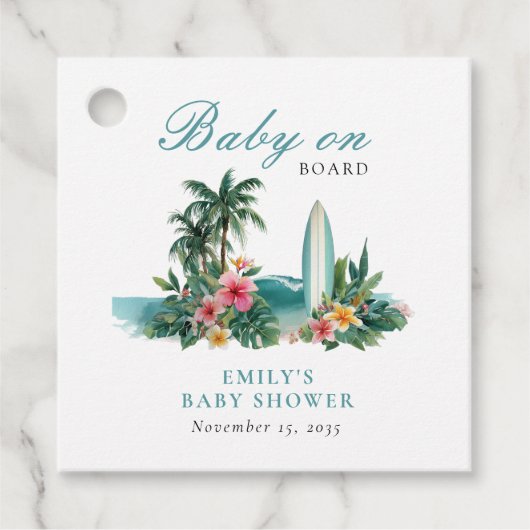 Baby an Bord Surf Beach Baby Dusche Geschenkanhänger (Vorderseite)