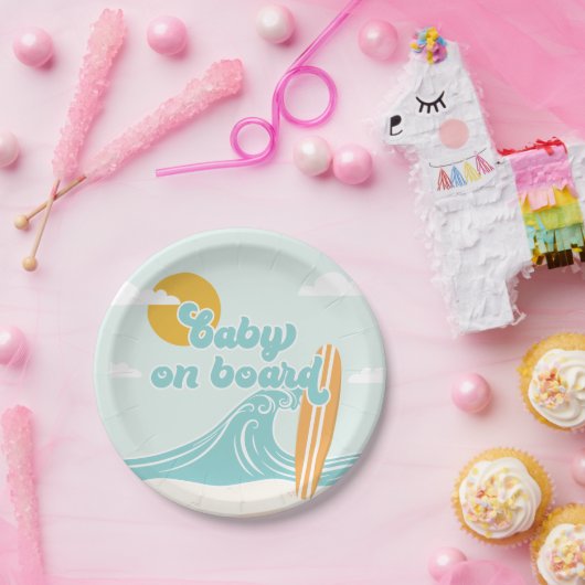 Baby an Bord Surf Beach Baby Dusche Pappteller (Party)