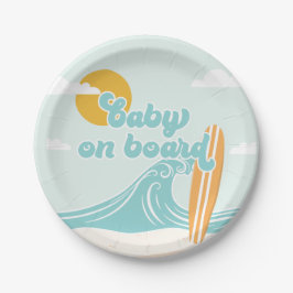 Baby an Bord Surf Beach Baby Dusche Pappteller