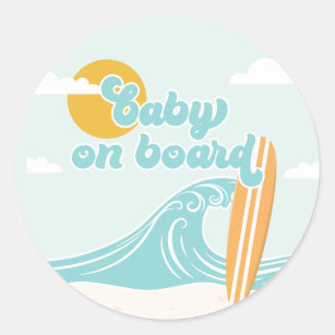 Baby an Bord Surf Beach Baby Dusche Runder Aufkleber
