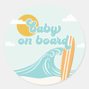 Baby an Bord Surf Beach Baby Dusche Runder Aufkleber