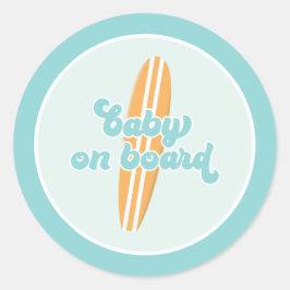Baby an Bord Surf Beach Baby Dusche Runder Aufkleber