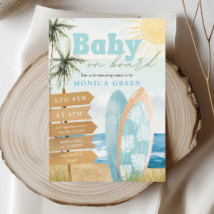 Baby an Bord Surf Beach Coastal Niedlich Baby Dusc Einladung
