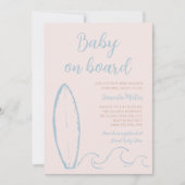 Baby an Bord Surf Handgezogenes Baby Boy Dusche Einladung (Vorderseite)