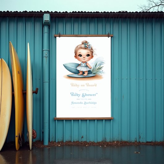 Baby an Bord Surf-Themed Baby Dusche Willkommen Poster