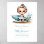 Baby an Bord Surf-Themed Baby Dusche Willkommen Poster (Vorne)