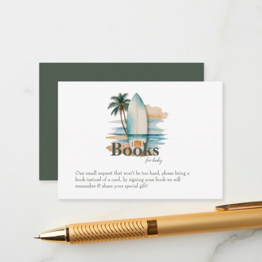 Baby an Bord Surfboard Beach Baby Dusche Begleitkarte (Vorderseite/Rückseite Beispiel)