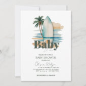 Baby an Bord Surfboard Beach Baby Dusche Einladung (Vorderseite)
