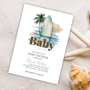 Baby an Bord Surfboard Beach Baby Dusche Einladung