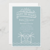 Baby an Bord Surfboard Beach Blue Baby Dusche Einladung (Vorne/Hinten)
