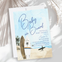 Baby an Bord Surfboard Beach Blue Boy Baby Dusche