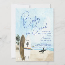 Baby an Bord Surfboard Beach Blue Boy Baby Dusche