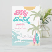 Baby an Bord Surfboard Beach Retro Baby Dusche Einladung (Stehend Vorderseite)