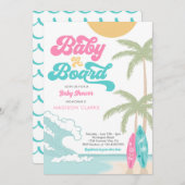 Baby an Bord Surfboard Beach Retro Baby Dusche Einladung (Vorne/Hinten)
