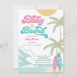 Baby an Bord Surfboard Beach Retro Baby Dusche Einladung