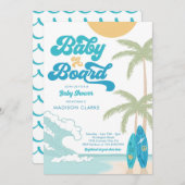 Baby an Bord Surfboard Beach Retro Baby Dusche Einladung (Vorne/Hinten)