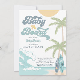 Baby an Bord Surfboard Beach Retro Baby Dusche Einladung