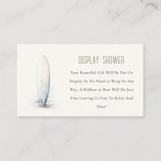 Baby an Bord Surfboard Display Dusche Baby Dusche Begleitkarte (Vorderseite)