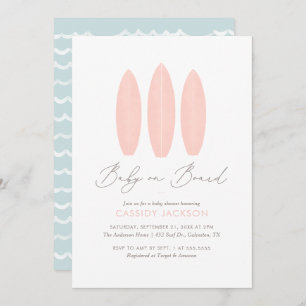 Baby an Bord Surfboard Girl Baby Dusche Einladung