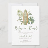 Baby an Bord Surfboard Ocean Beach Baby Dusche Einladung (Vorderseite)