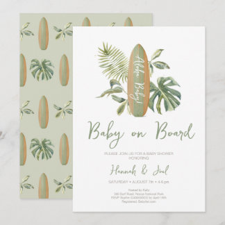 Baby an Bord Surfboard Ocean Beach Baby Dusche Einladung