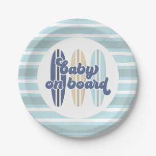Baby an Bord Surfboard Strand Baby Shower Papier P Pappteller